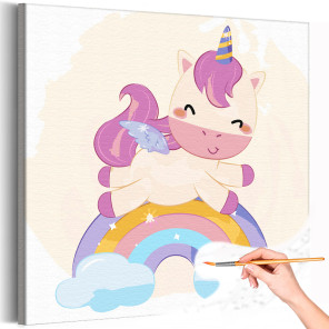 1 Единорог на радуге Коллекция Сute unicorn Животные Для детей Детские Для девочек Раскраска картина по номерам на холсте