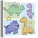 Динозавры воздушные Животные Для детей Детские Для девочек Для мальчиков Для малышей 80х80 Раскраска картина по номерам на холст