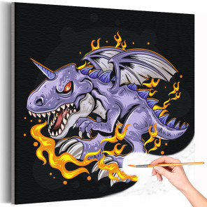 1 Сиреневый дракон Мифология Для детей Детские Для мальчиков Раскраска картина по номерам на холсте