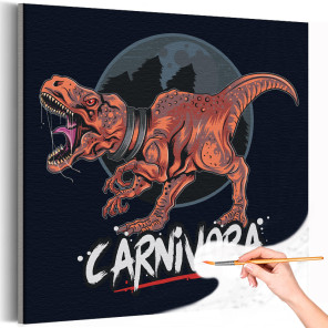 1 Голодный динозавр Животные Для мальчиков Для детей Раскраска картина по номерам на холсте