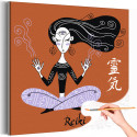 1 Девушка в позе лотоса на коричневом фоне / Рейки / Медитация Раскраска картина по номерам на холсте