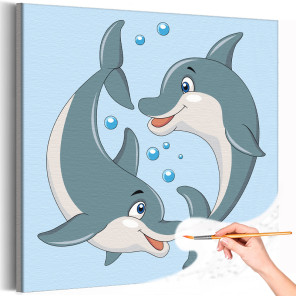 Пара дельфинов Животные Раскраска картина по номерам на холсте