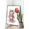 Влюбленный носорог с сердцем Коллекция Cute animals Раскраска картина по номерам на холсте