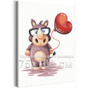 Влюбленный носорог с сердцем Коллекция Cute animals Животные Смешные Для детей Детские Для девочек Для мальчиков 75х100 Раскраска картина по номерам на холсте