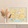 2 Семья медведей и голубые цветы Животные Мама Папа Малыш Для детей Детская Простая Раскраска картина по номерам на холсте