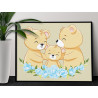 4 Семья медведей и голубые цветы Животные Мама Папа Малыш Для детей Детская Простая Раскраска картина по номерам на холсте