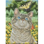 Котенок с бабочкой Алмазная мозаика вышивка на подрамнике Molly