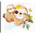 Мама ленивец с малышом Коллекция Cute animals Животные Для детей Детские Для девочек Для мальчиков 100х125 Раскраска картина по 