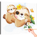 1 Мама ленивец с малышом Коллекция Cute animals Животные Для детей Детские Для девочек Для мальчиков Раскраска картина по номера