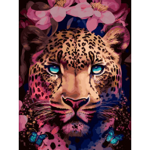  Цветочный леопард Раскраска картина по номерам на холсте Белоснежка 496-AS