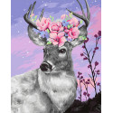  Олень и цветы Раскраска картина по номерам на холсте ZX 24260