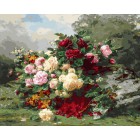 Розы и ягодная корзина Раскраска картина по номерам на холсте Белоснежка