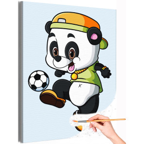 1 Панда футболист Животные Спорт Для детей Детская Для мальчиков Легкая Раскраска картина по номерам на холсте