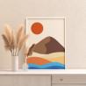 3 Море и горы на рассвете Минимализм Природа Лето Пейзаж Для триптиха Стильная Раскраска картина по номерам на холсте