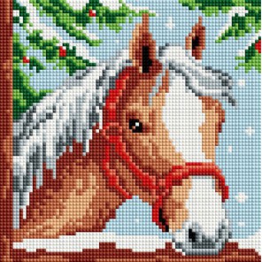 Белогривая лошадка Алмазная вышивка мозаика на подрамнике Белоснежка