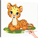1 Маленький леопард на поляне Животные Мультики Для детей Детская Для девочек Для мальчика Легкая Раскраска картина по номерам н