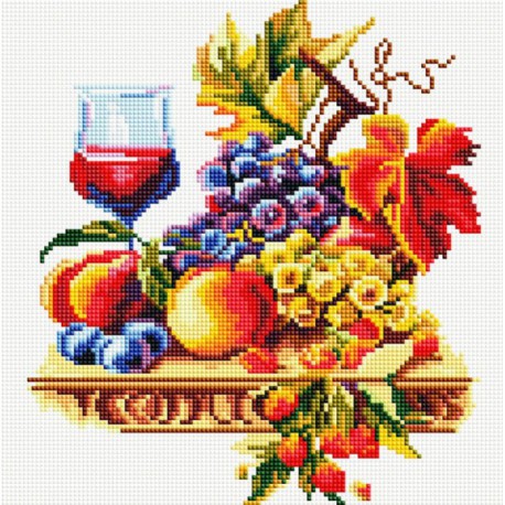 Натюрморт с виноградом Алмазная вышивка мозаика на подрамнике Белоснежка