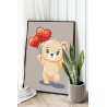 2 Мишка с воздушными шарами сердцами Животные Медведь Любовь Романтика Для детей Детская Для девочек Для мальчика Простая Раскра