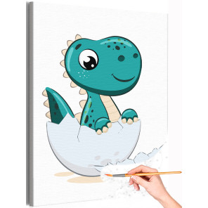 1 Маленький зеленый дракон в скорлупе Животные Динозавр Для детей Детские Для девочек Для мальчика Простая Раскраска картина по 