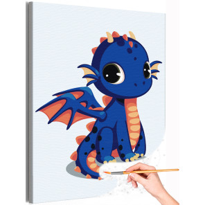 1 Синий маленький дракон Животные Для детей Детская Для мальчика Для девочек Простая Раскраска картина по номерам на холсте