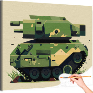 1 Защитный танк Для детей Для мальчиков Для мужчин Военная Раскраска картина по номерам на холсте