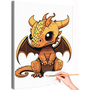 1 Маленький дракон с крыльями Животные Динозавр Для детей Детская Для девочек Для мальчиков Легкая Раскраска картина по номерам 