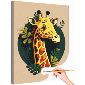 1 Жираф в листьях Животные Для детей Детские Для мальчиков Для девочек Раскраска картина по номерам на холсте