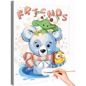 1 Медвежонок и друзья Коллекция Cute animals Лягушка Рыбы Смешные Животные Для детей Детские Для девочек Для мальчиков Раскраска