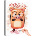 Забавная свинка Коллекция Cute animals Животные Смешная Поросенок Для детей Детские Для девочек Для мальчиков Раскраска картина по номерам на холсте
