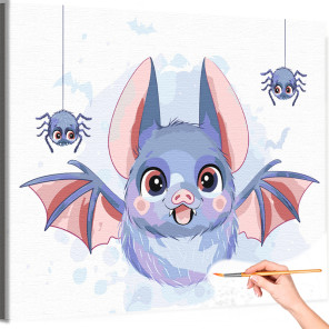 1 Летучая мышь с пауками Коллекция Cute animals Животные Для детей Детские Для девочек Для мальчиков Раскраска картина по номера