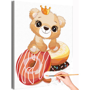 1 Медвежонок на пончиках донатс Коллекция Сute teddy bear Животные Для детей Детские Для девочек Для мальчиков Еда Раскраска кар