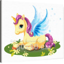 Единорог с волшебными крыльями Животные Лошадь Мультики Для детей Детская Для девочек Легкая 60х80 Раскраска картина по номерам 