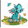 Дракон с бабочками Животные Для детей Детская Для мальчика Для девочек Простая 60х80 Раскраска картина по номерам на холсте