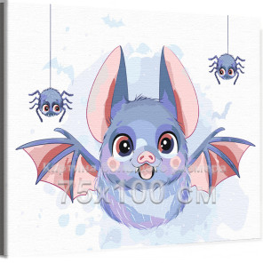 Летучая мышь с пауками Коллекция Cute animals Животные Для детей Детские Для девочек Для мальчиков 75х100 Раскраска картина по н