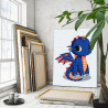 3 Синий маленький дракон Животные Для детей Детская Для мальчика Для девочек Простая 60х80 Раскраска картина по номерам на холст