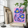 3 Цветы на розовом фоне Орнамент Абстракция Минимализм Растения Яркая Интерьерная Для триптиха 75х100 Раскраска картина по номер