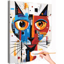 Красочный кот Абстракция Животные Кошки Интерьерная Стильная Яркая Раскраска картина по номерам на холсте
