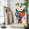  Красочный кот Абстракция Животные Кошки Интерьерная Стильная Яркая Раскраска картина по номерам на холсте AAAA-NK555