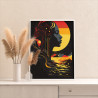  Портрет женщины на фоне красной луны Абстракция Минимализм Девушка Море Ночь Стильная Раскраска картина по номерам на холсте AA