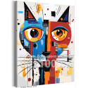 Красочный кот Абстракция Животные Кошки Интерьерная Стильная Яркая 80х100 Раскраска картина по номерам на холсте