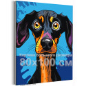 Яркий портрет таксы Животные Собака Для детей Стильная 80х100 Раскраска картина по номерам на холсте