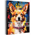 Портрет корги в короне Животные Собака Яркая 80х100 Раскраска картина по номерам на холсте