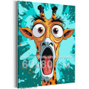 Удивленный жираф Животные Арт Смешная Яркая Для детей 60х80 Раскраска картина по номерам на холсте