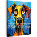 Красочная собака Животные Арт Смешная Яркая Для детей 75х100 Раскраска картина по номерам на холсте