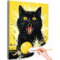 Черный кот с апельсином Животные Кошки Котята Мем Яркая Смешная Интерьерная Раскраска картина по номерам на холсте