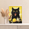  Черный кот с апельсином Животные Кошки Котята Мем Яркая Смешная Интерьерная Раскраска картина по номерам на холсте AAAA-NK572