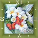 Бабочки и магнолии Часы Алмазные на подрамнике с частичной выкладкой Color Kit