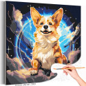 Любимый корги в космосе Животные Собака Небо Раскраска картина по номерам на холсте