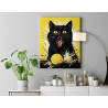  Черный кот с апельсином Животные Кошки Котята Мем Яркая Смешная Интерьерная 80х100 Раскраска картина по номерам на холсте AAAA-