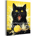 Черный кот с апельсином Животные Кошки Котята Мем Яркая Смешная Интерьерная 100х125 Раскраска картина по номерам на холсте
